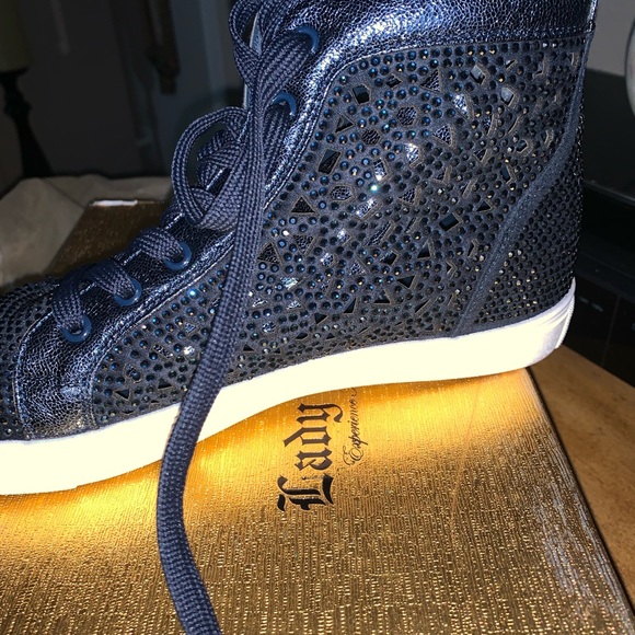 High top tennis shoes navy sequins - Picture 6 of 7